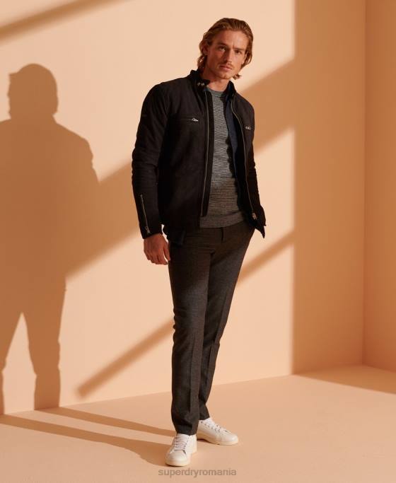 Superdry jumper pentru echipaj cu etichetă portocalie îmbrăcăminte gri inchis bărbați JX0Z5356