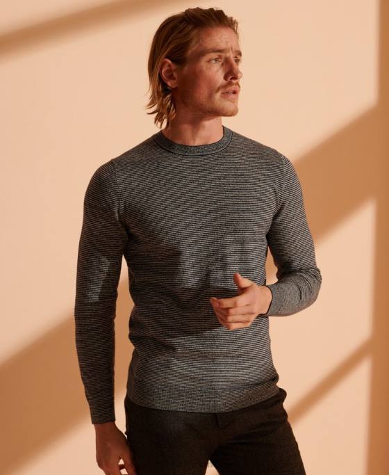 Superdry jumper pentru echipaj cu etichetă portocalie îmbrăcăminte gri inchis bărbați JX0Z5356