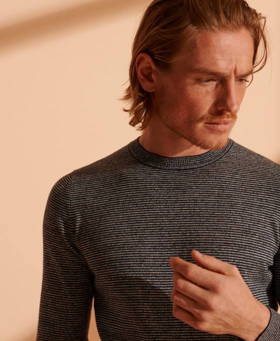 Superdry jumper pentru echipaj cu etichetă portocalie îmbrăcăminte gri inchis bărbați JX0Z5356