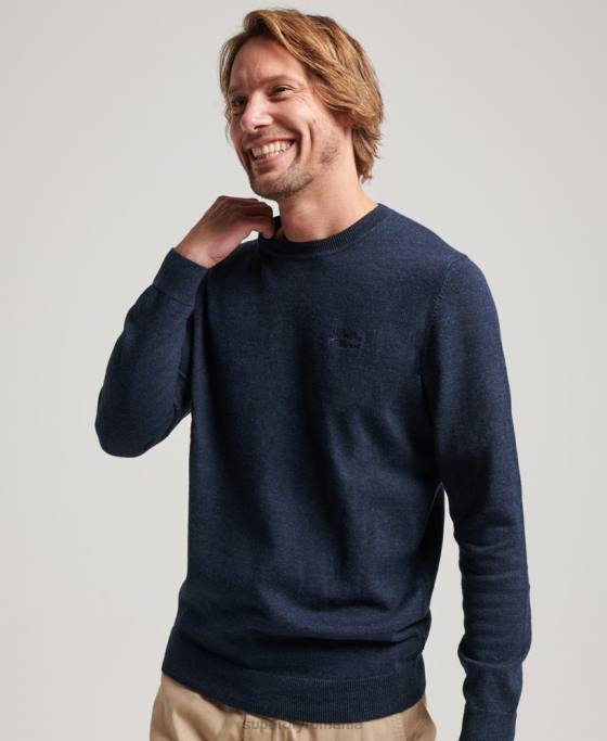 Superdry jumper pentru echipaj cu etichetă portocalie îmbrăcăminte marina bărbați JX0Z5341