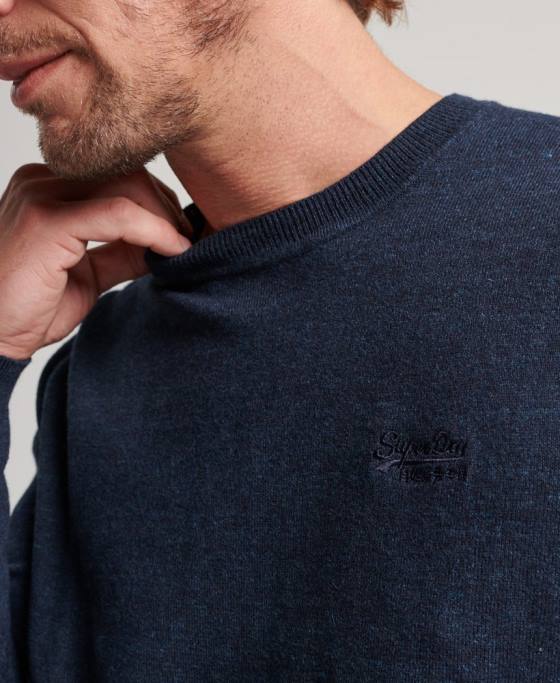 Superdry jumper pentru echipaj cu etichetă portocalie îmbrăcăminte marina bărbați JX0Z5341