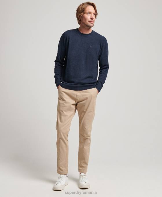 Superdry jumper pentru echipaj cu etichetă portocalie îmbrăcăminte marina bărbați JX0Z5341