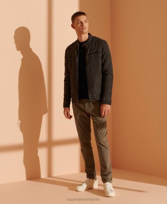 Superdry jumper pentru echipaj cu etichetă portocalie îmbrăcăminte negru bărbați JX0Z5327