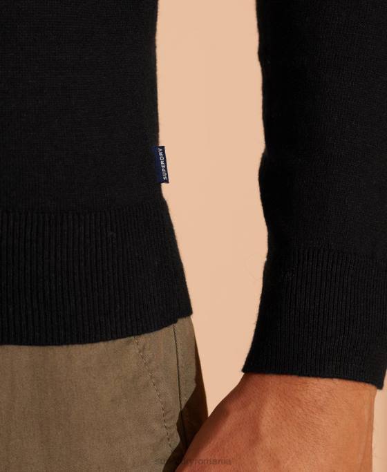 Superdry jumper pentru echipaj cu etichetă portocalie îmbrăcăminte negru bărbați JX0Z5327