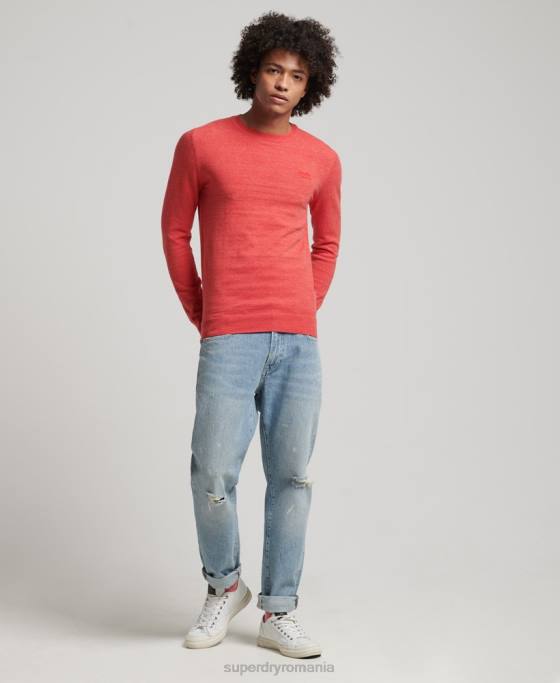 Superdry jumper pentru echipaj cu etichetă portocalie îmbrăcăminte roșu bărbați JX0Z5352