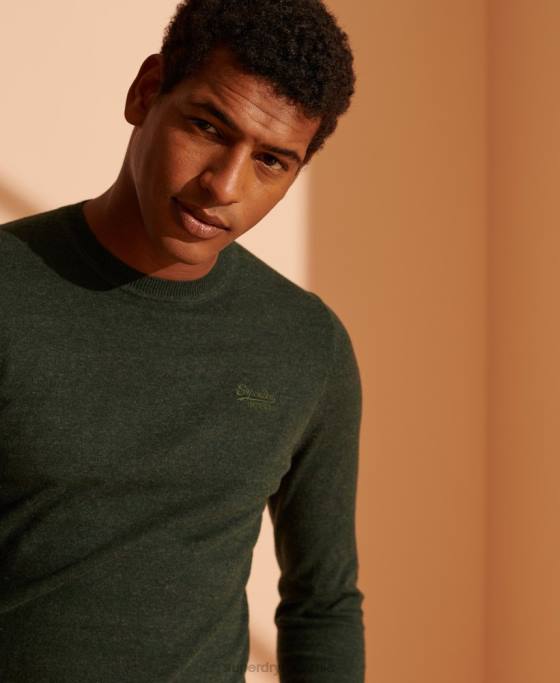 Superdry jumper pentru echipaj cu etichetă portocalie îmbrăcăminte verde bărbați JX0Z5340