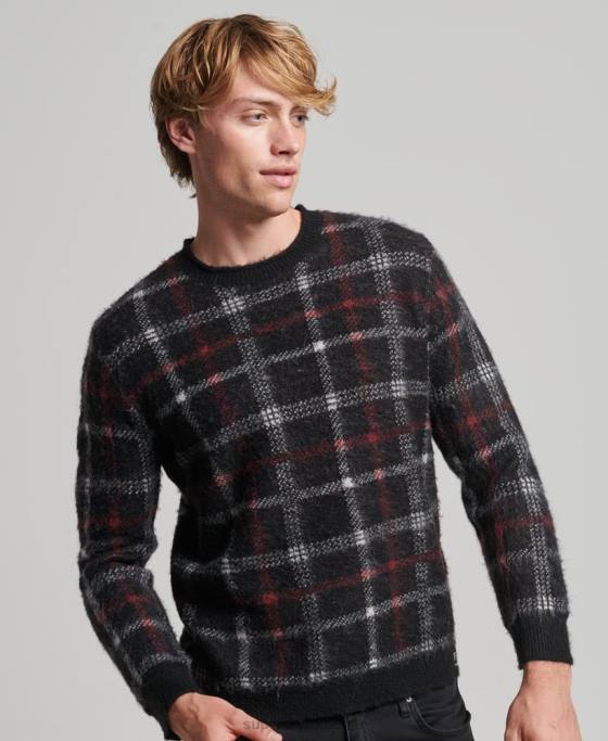Superdry jumper pentru echipaj cu model îmbrăcăminte negru bărbați JX0Z1279