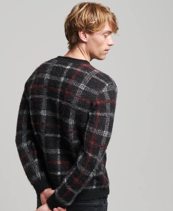 Superdry jumper pentru echipaj cu model îmbrăcăminte negru bărbați JX0Z1279