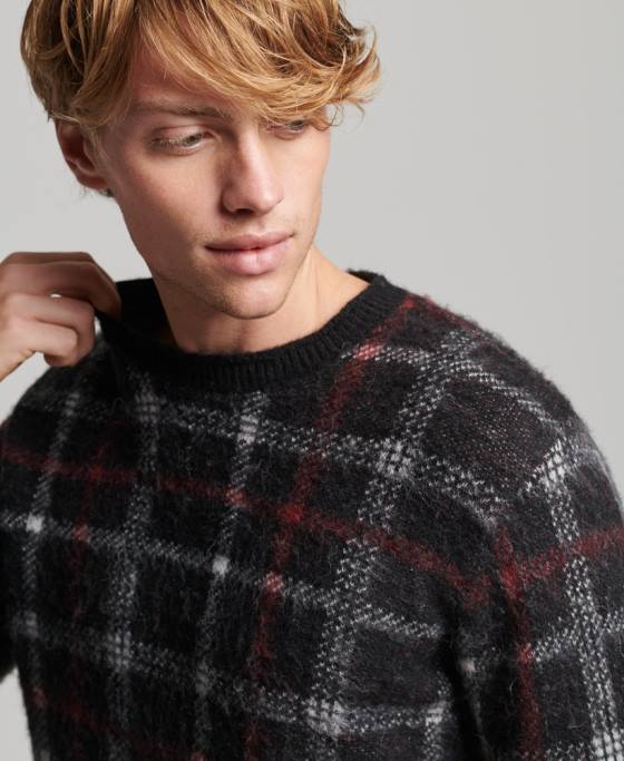 Superdry jumper pentru echipaj cu model îmbrăcăminte negru bărbați JX0Z1279