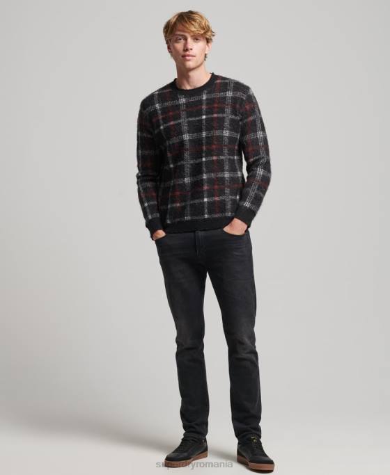 Superdry jumper pentru echipaj cu model îmbrăcăminte negru bărbați JX0Z1279