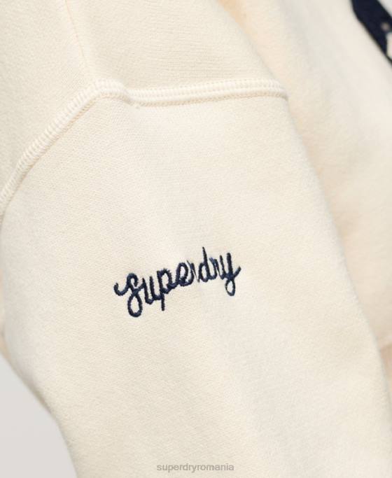 Superdry jumper pentru echipajul varsity crop îmbrăcăminte alb femei JX0Z3954