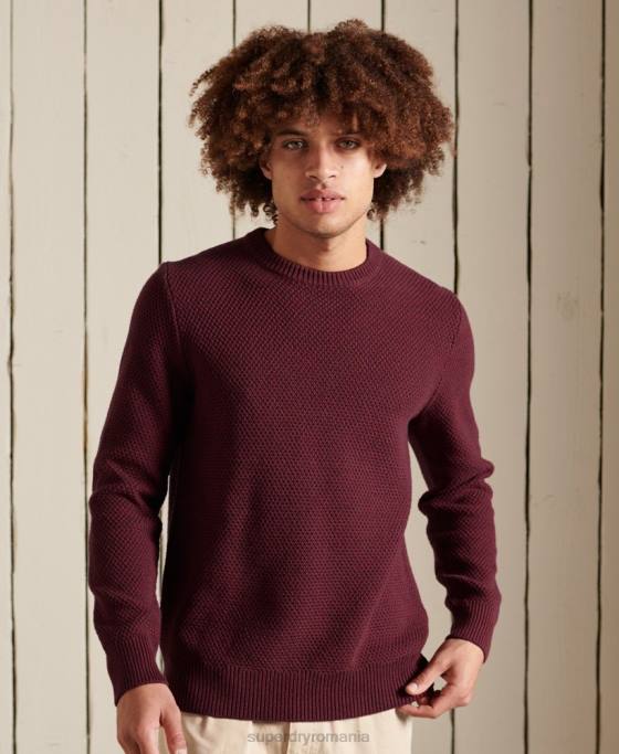Superdry jumper texturat twist crew îmbrăcăminte roșu bărbați JX0Z5343