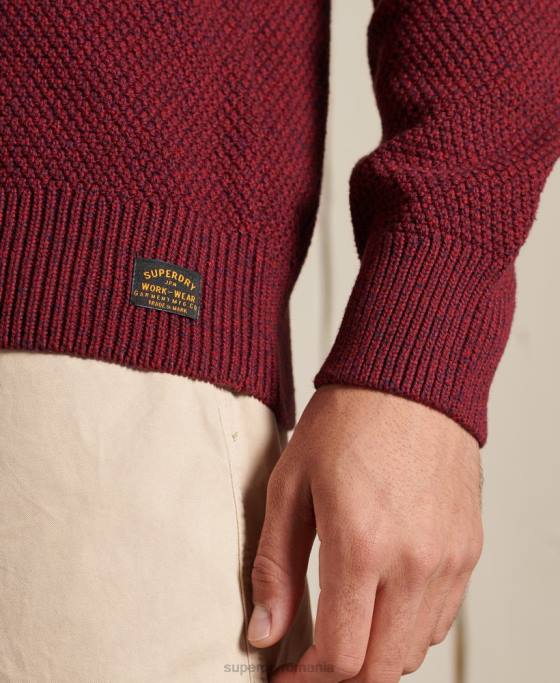 Superdry jumper texturat twist crew îmbrăcăminte roșu bărbați JX0Z5343