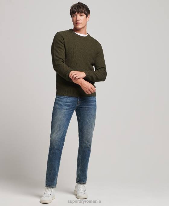 Superdry jumper texturat twist crew îmbrăcăminte verde bărbați JX0Z5332