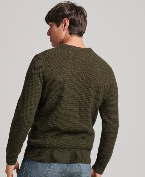 Superdry jumper texturat twist crew îmbrăcăminte verde bărbați JX0Z5332