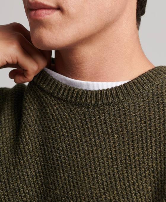 Superdry jumper texturat twist crew îmbrăcăminte verde bărbați JX0Z5332