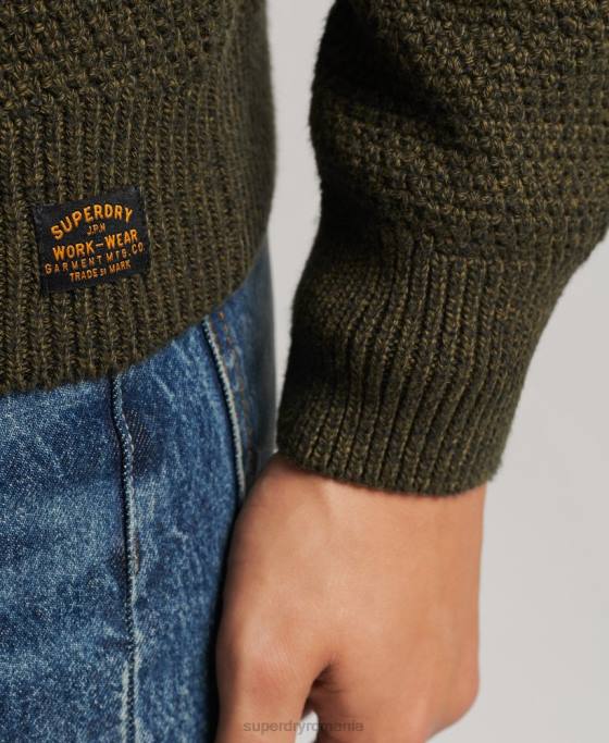 Superdry jumper texturat twist crew îmbrăcăminte verde bărbați JX0Z5332