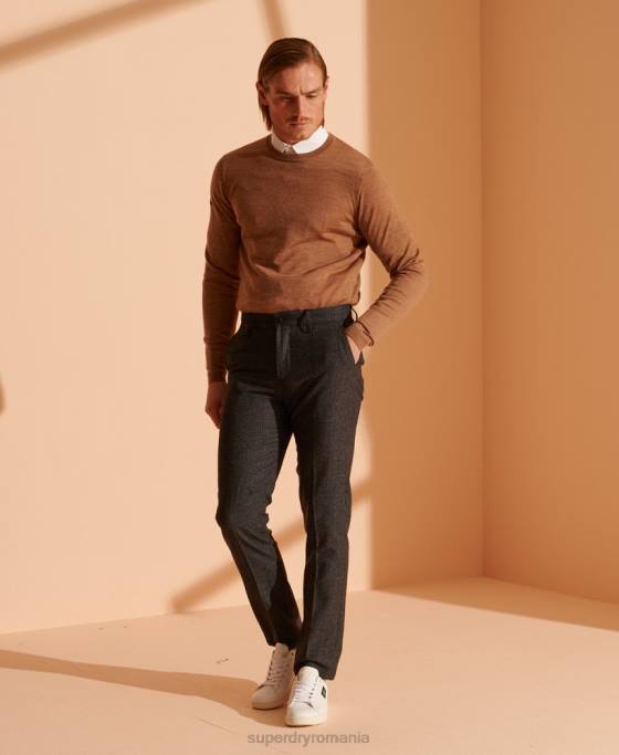 Superdry jumper usor din merino pentru echipaj îmbrăcăminte bej bărbați JX0Z5334