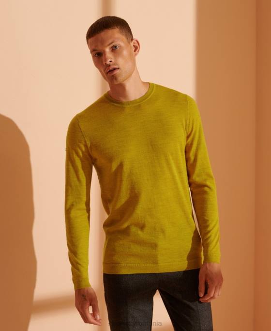 Superdry jumper usor din merino pentru echipaj îmbrăcăminte galben bărbați JX0Z5303