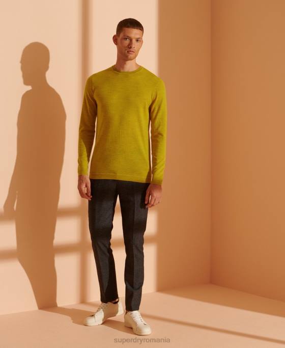 Superdry jumper usor din merino pentru echipaj îmbrăcăminte galben bărbați JX0Z5303