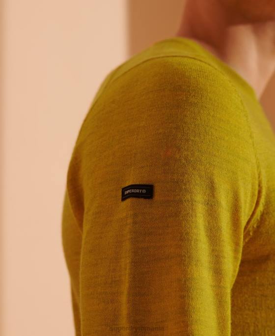 Superdry jumper usor din merino pentru echipaj îmbrăcăminte galben bărbați JX0Z5303