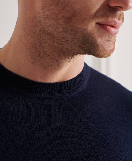 Superdry jumper usor din merino pentru echipaj îmbrăcăminte marina bărbați JX0Z5342