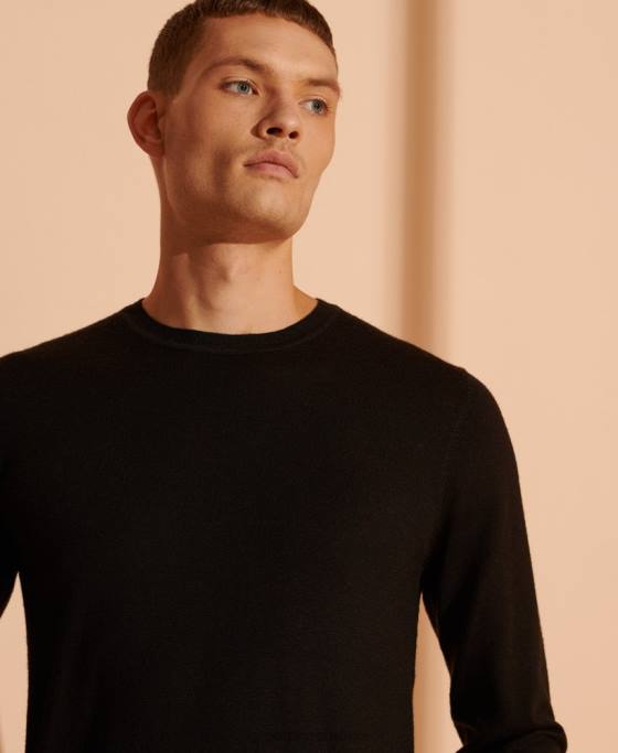 Superdry jumper usor din merino pentru echipaj îmbrăcăminte negru bărbați JX0Z1338