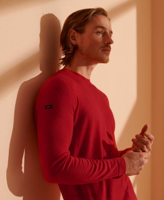 Superdry jumper usor din merino pentru echipaj îmbrăcăminte roșu bărbați JX0Z1341