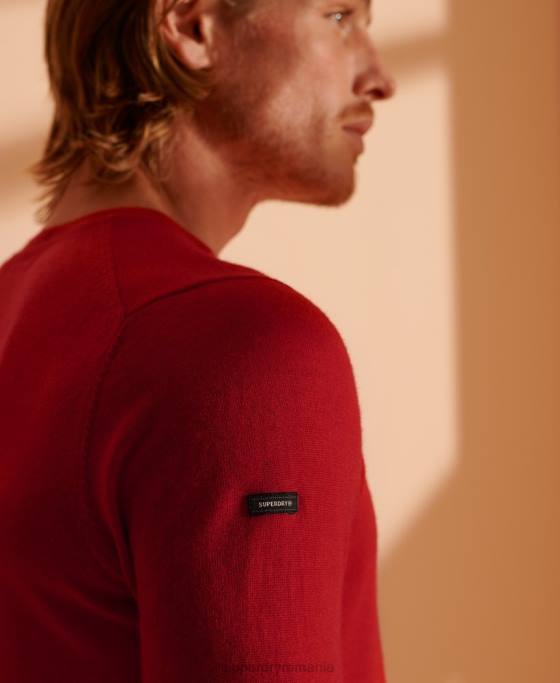 Superdry jumper usor din merino pentru echipaj îmbrăcăminte roșu bărbați JX0Z1341