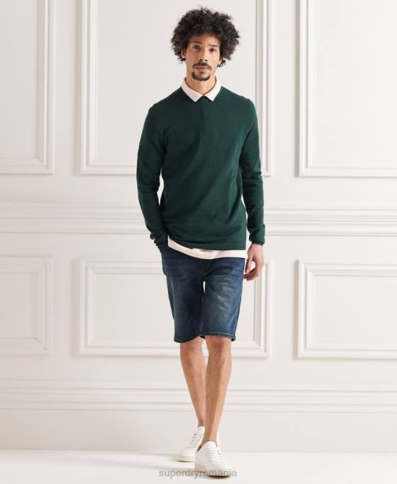 Superdry jumper usor din merino pentru echipaj îmbrăcăminte verde bărbați JX0Z1306
