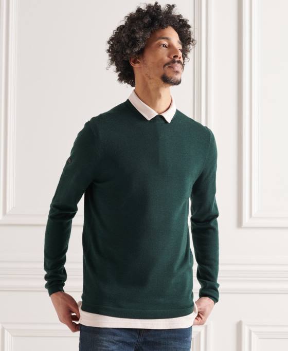 Superdry jumper usor din merino pentru echipaj îmbrăcăminte verde bărbați JX0Z1306