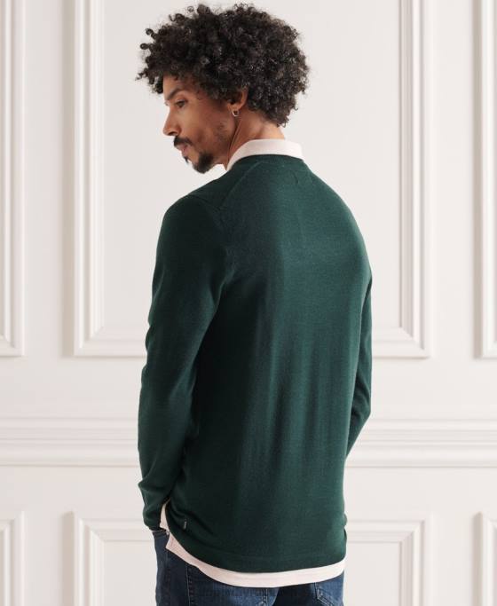 Superdry jumper usor din merino pentru echipaj îmbrăcăminte verde bărbați JX0Z1306