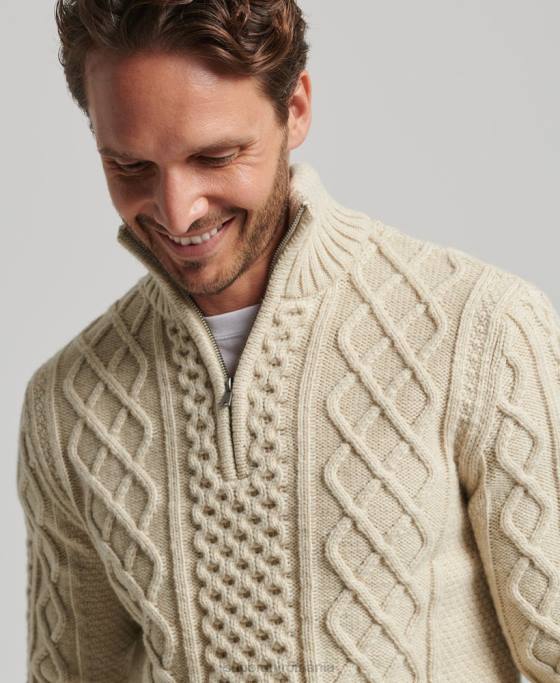 Superdry jumper vintage jacob henley îmbrăcăminte cremă bărbați JX0Z1268