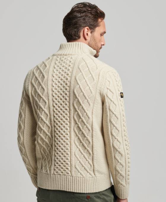 Superdry jumper vintage jacob henley îmbrăcăminte cremă bărbați JX0Z1268