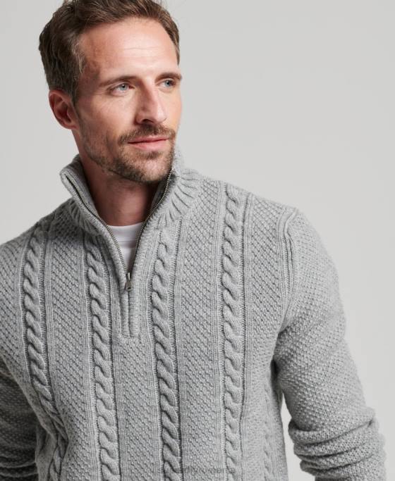 Superdry jumper vintage jacob henley îmbrăcăminte gri deschis bărbați JX0Z1275