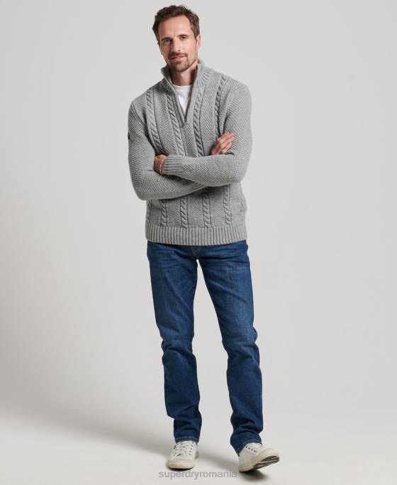 Superdry jumper vintage jacob henley îmbrăcăminte gri deschis bărbați JX0Z1275