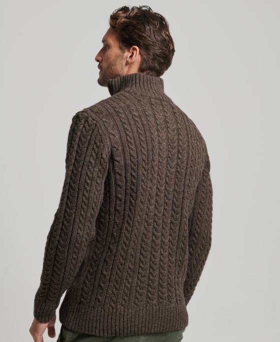 Superdry jumper vintage jacob henley îmbrăcăminte maro bărbați JX0Z1322