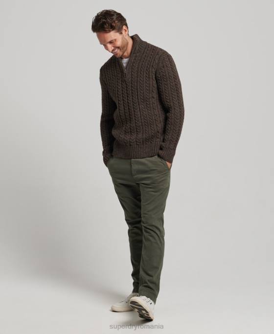 Superdry jumper vintage jacob henley îmbrăcăminte maro bărbați JX0Z1322