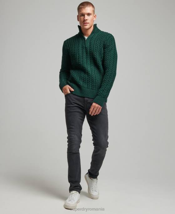 Superdry jumper vintage jacob henley îmbrăcăminte verde bărbați JX0Z1304