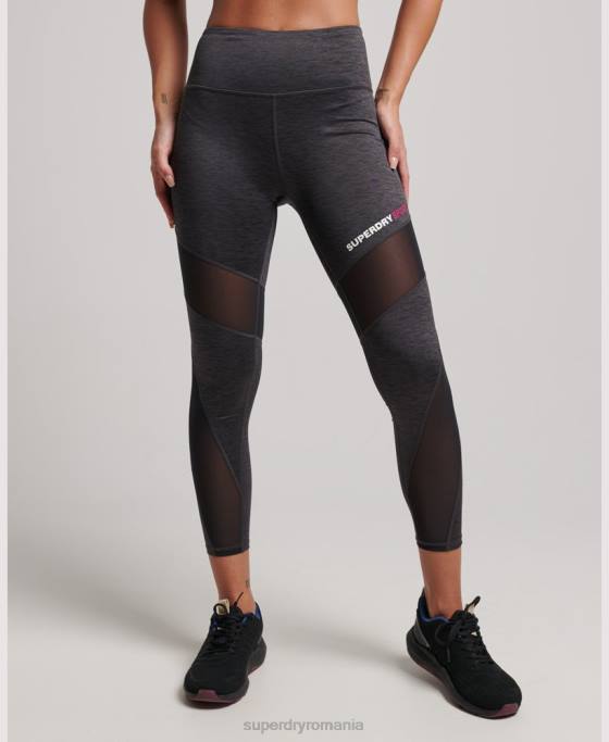 Superdry legging de antrenament 7/8 plasă îmbrăcăminte gri inchis femei JX0Z4041