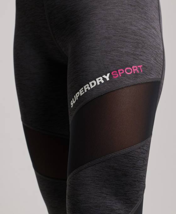 Superdry legging de antrenament 7/8 plasă îmbrăcăminte gri inchis femei JX0Z4041