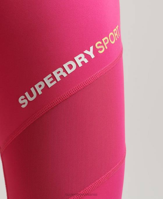 Superdry legging de antrenament 7/8 plasă îmbrăcăminte roz femei JX0Z4075