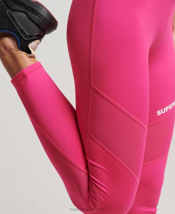 Superdry legging de antrenament 7/8 plasă îmbrăcăminte roz femei JX0Z4075