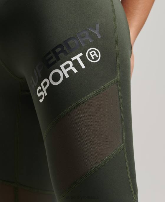 Superdry legging de antrenament 7/8 plasă îmbrăcăminte verde femei JX0Z4078