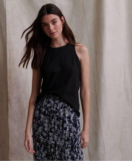 Superdry lily crochet insert vest top îmbrăcăminte negru femei JX0Z3084