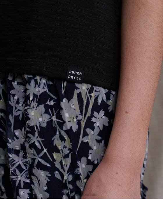 Superdry lily crochet insert vest top îmbrăcăminte negru femei JX0Z3084