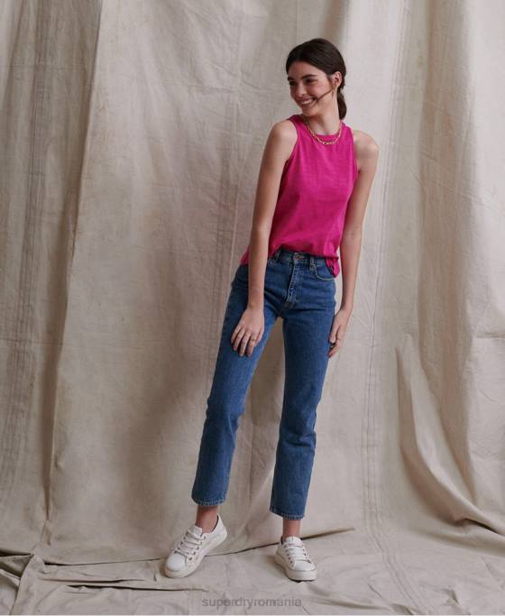 Superdry lily crochet insert vest top îmbrăcăminte roz femei JX0Z3085