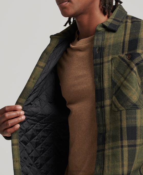 Superdry magazin comerciant – supracămașă matlasată îmbrăcăminte verde bărbați JX0Z175