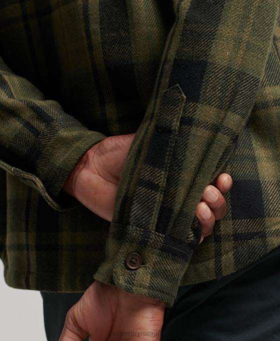 Superdry magazin comerciant – supracămașă matlasată îmbrăcăminte verde bărbați JX0Z175