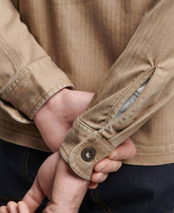 Superdry magazin negustor - supracămașă în schemă îmbrăcăminte bronzat bărbați JX0Z150